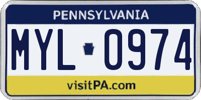 PA license plate MYL0974