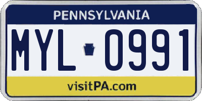 PA license plate MYL0991