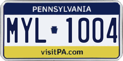 PA license plate MYL1004