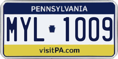 PA license plate MYL1009