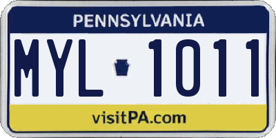 PA license plate MYL1011