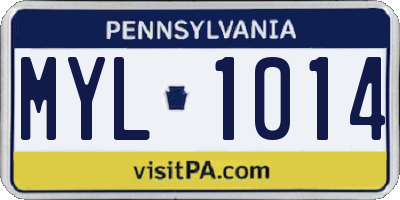 PA license plate MYL1014