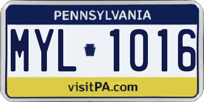 PA license plate MYL1016