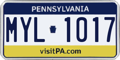 PA license plate MYL1017