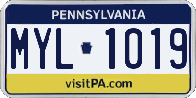 PA license plate MYL1019