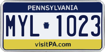 PA license plate MYL1023