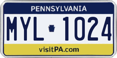 PA license plate MYL1024