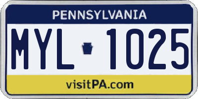 PA license plate MYL1025