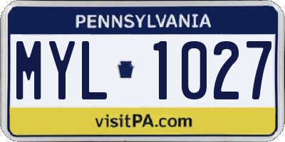PA license plate MYL1027
