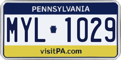 PA license plate MYL1029