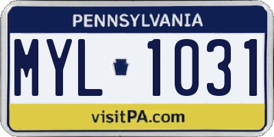 PA license plate MYL1031