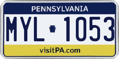 PA license plate MYL1053