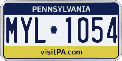 PA license plate MYL1054