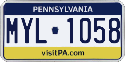 PA license plate MYL1058
