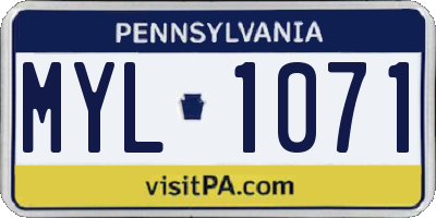 PA license plate MYL1071