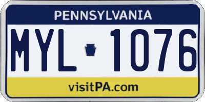 PA license plate MYL1076