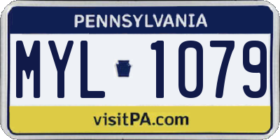 PA license plate MYL1079