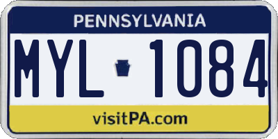 PA license plate MYL1084