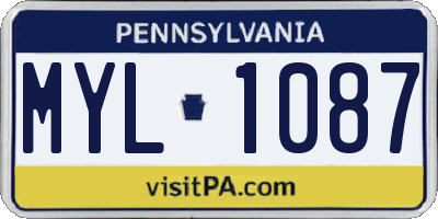 PA license plate MYL1087