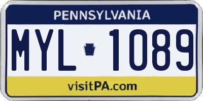 PA license plate MYL1089