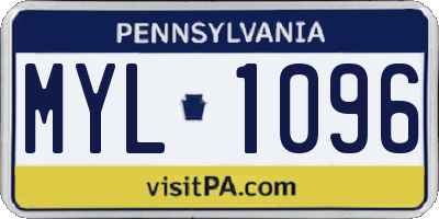 PA license plate MYL1096