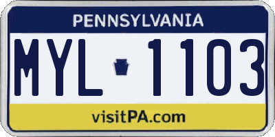 PA license plate MYL1103