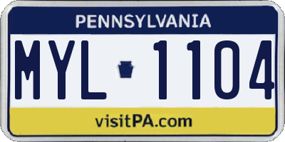 PA license plate MYL1104