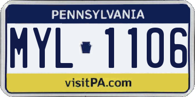 PA license plate MYL1106