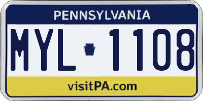 PA license plate MYL1108