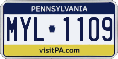 PA license plate MYL1109