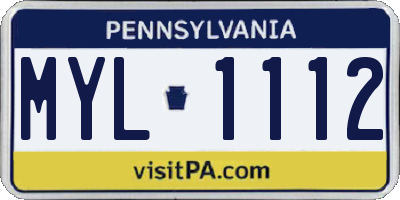 PA license plate MYL1112