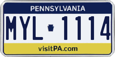 PA license plate MYL1114