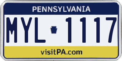PA license plate MYL1117