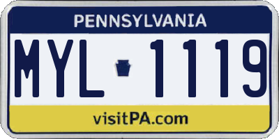 PA license plate MYL1119