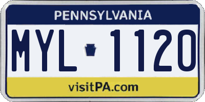 PA license plate MYL1120