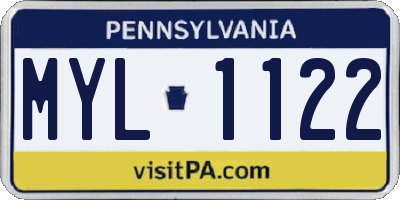 PA license plate MYL1122