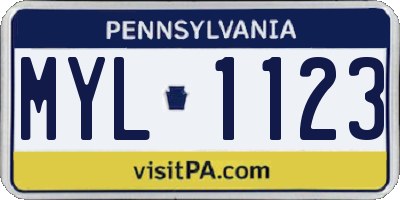 PA license plate MYL1123