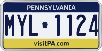 PA license plate MYL1124