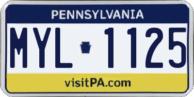 PA license plate MYL1125