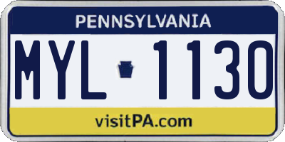 PA license plate MYL1130