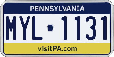 PA license plate MYL1131