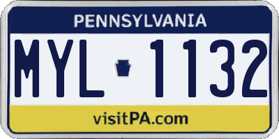 PA license plate MYL1132