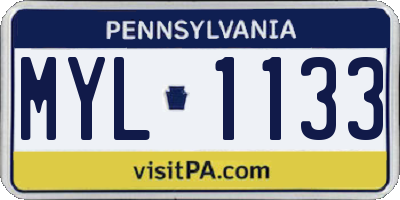 PA license plate MYL1133