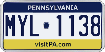 PA license plate MYL1138