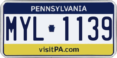 PA license plate MYL1139