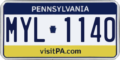 PA license plate MYL1140