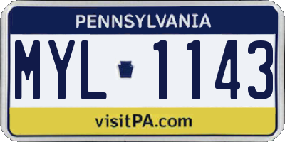 PA license plate MYL1143