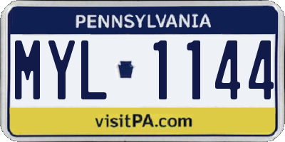 PA license plate MYL1144