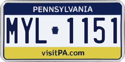 PA license plate MYL1151