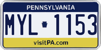 PA license plate MYL1153